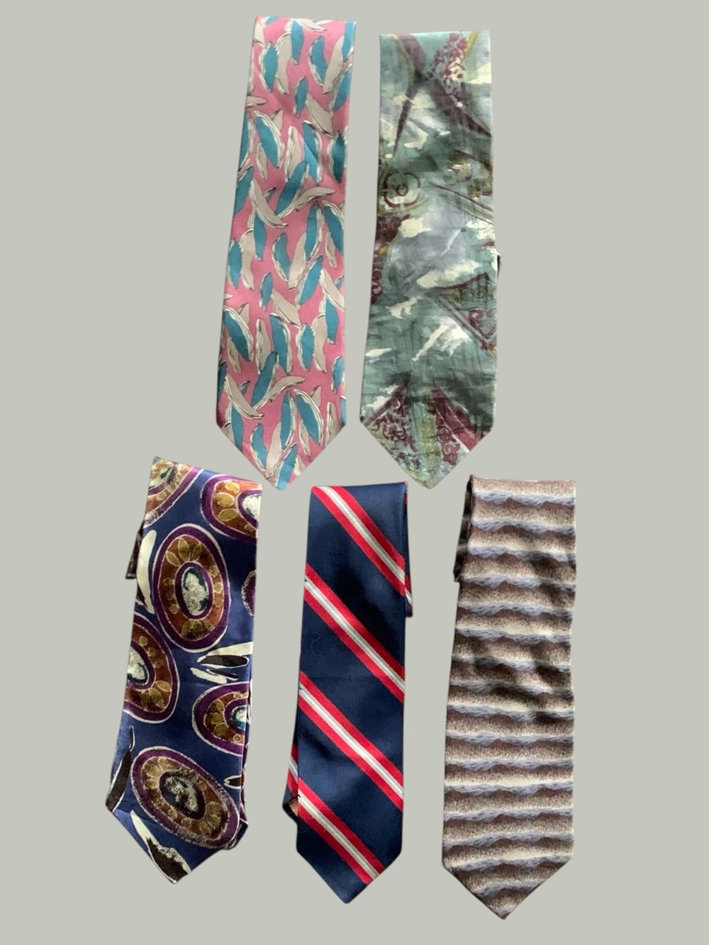 Vtg Men's Necktie Lot of 5  - Guy Laroche, J. Garcia, Damon, Charing Cross, ...